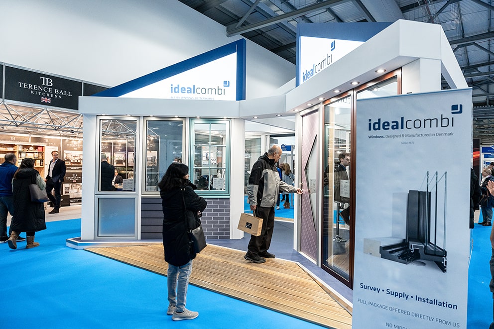 Glazed fitted door company stand at event