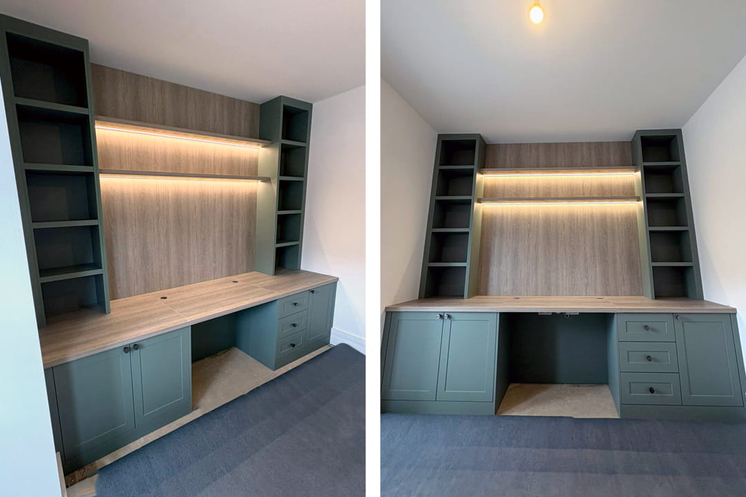 Built-in Home Office Desk Unit in Green