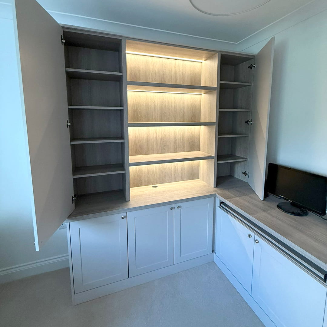 Modern Shaker Style Corner Home Office Furniture Installation by DAY & KNIGHT