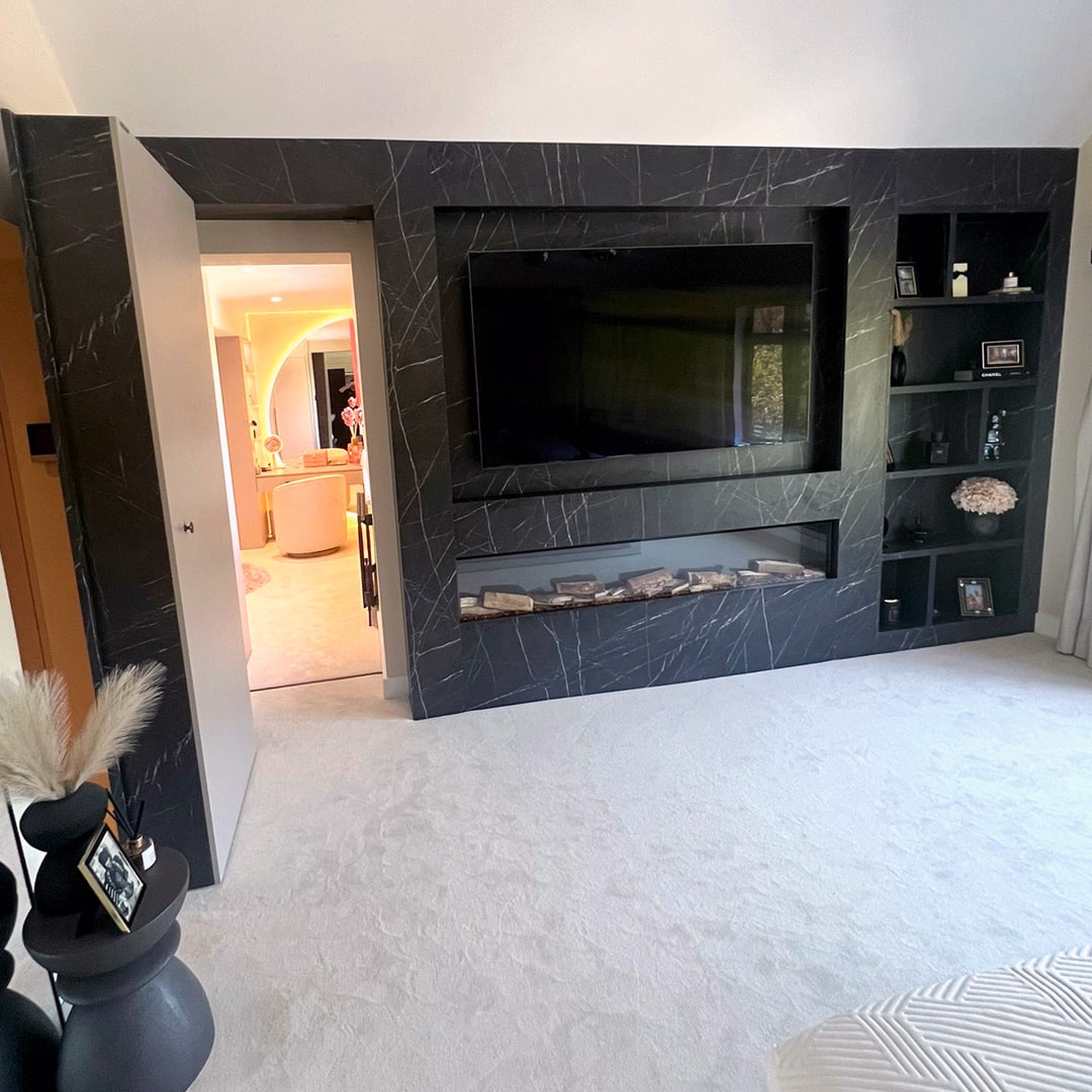 A Luxury Secret Dressing Room, Built-in Media Wall & Walk-in Wardrobes Designed and Installed by DAY & KNIGHT for a Local Client in Ascot, Berkshire
