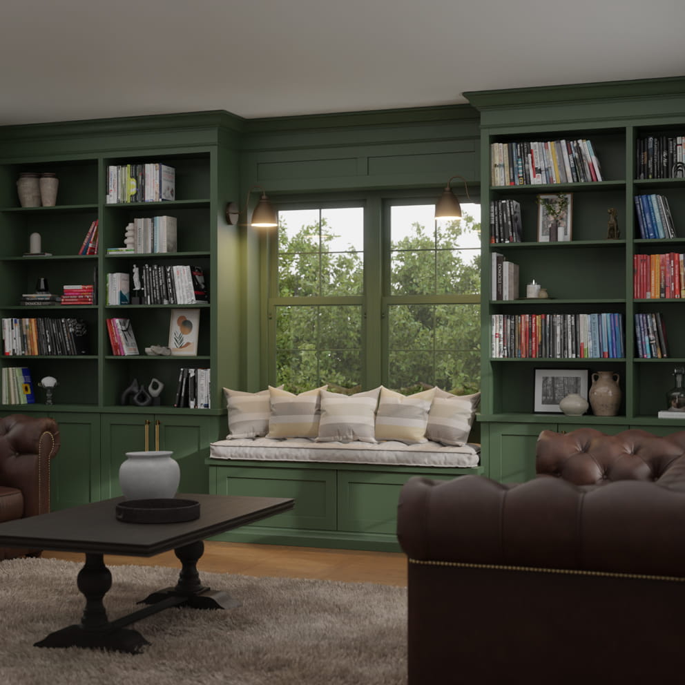 Floor-to-ceiling fitted library bookcase wall
