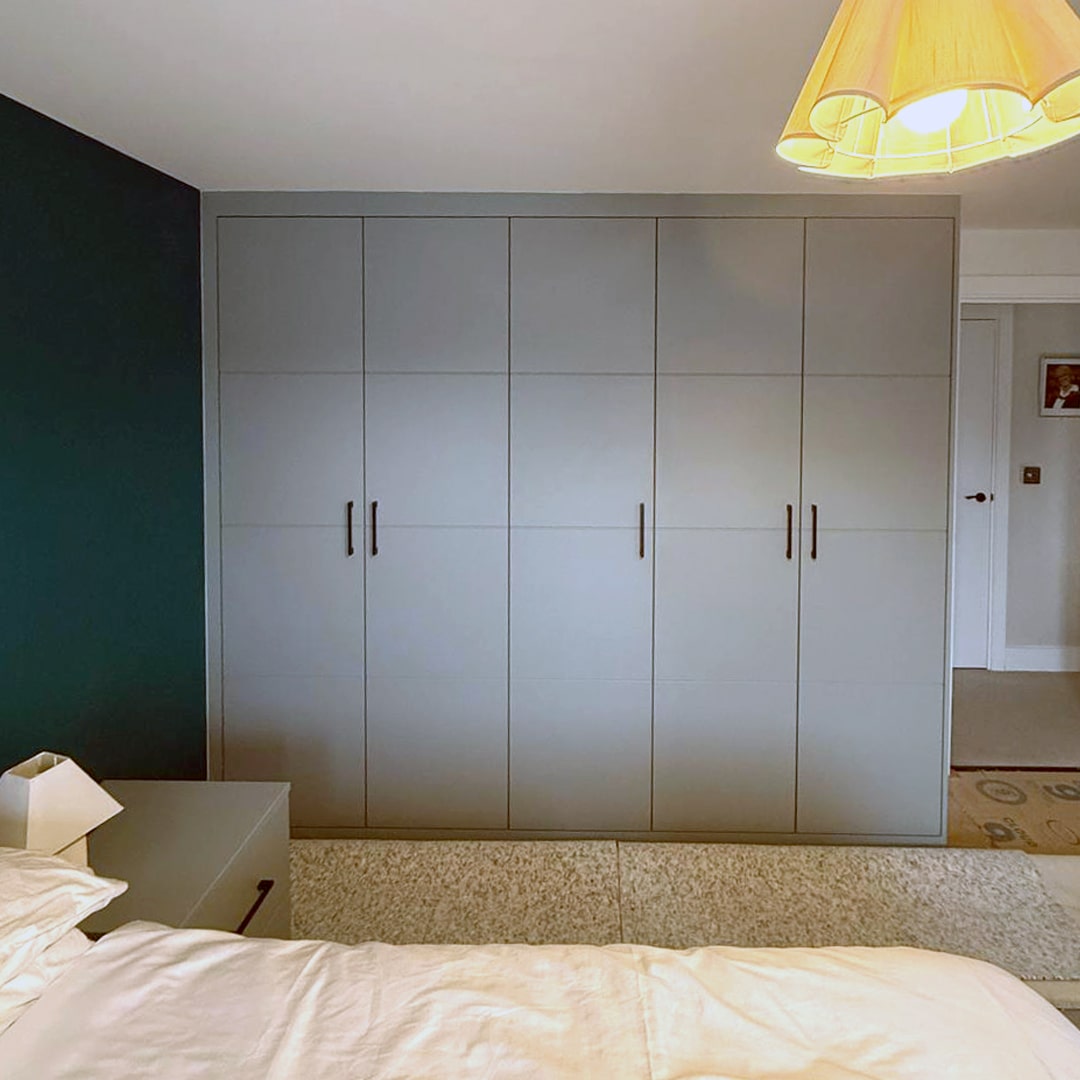 Grey fitted wardrobes in an Aylesbury bedroom
