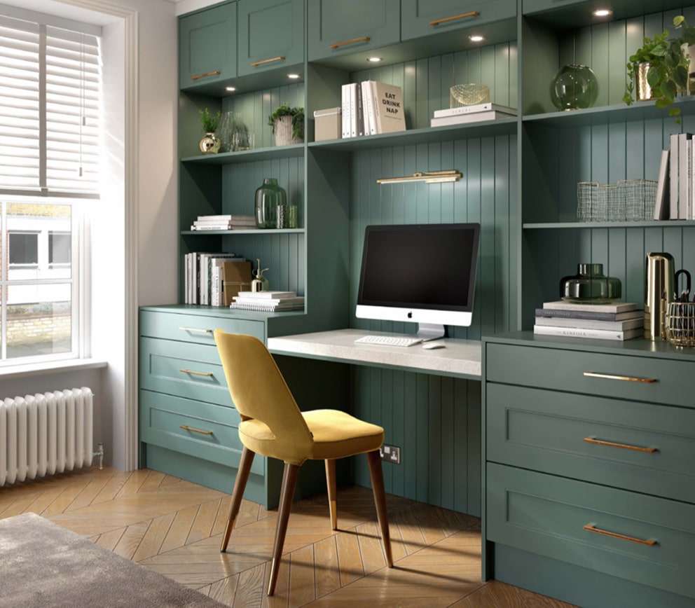 Home Fitted Office Furniture in Heritage Green