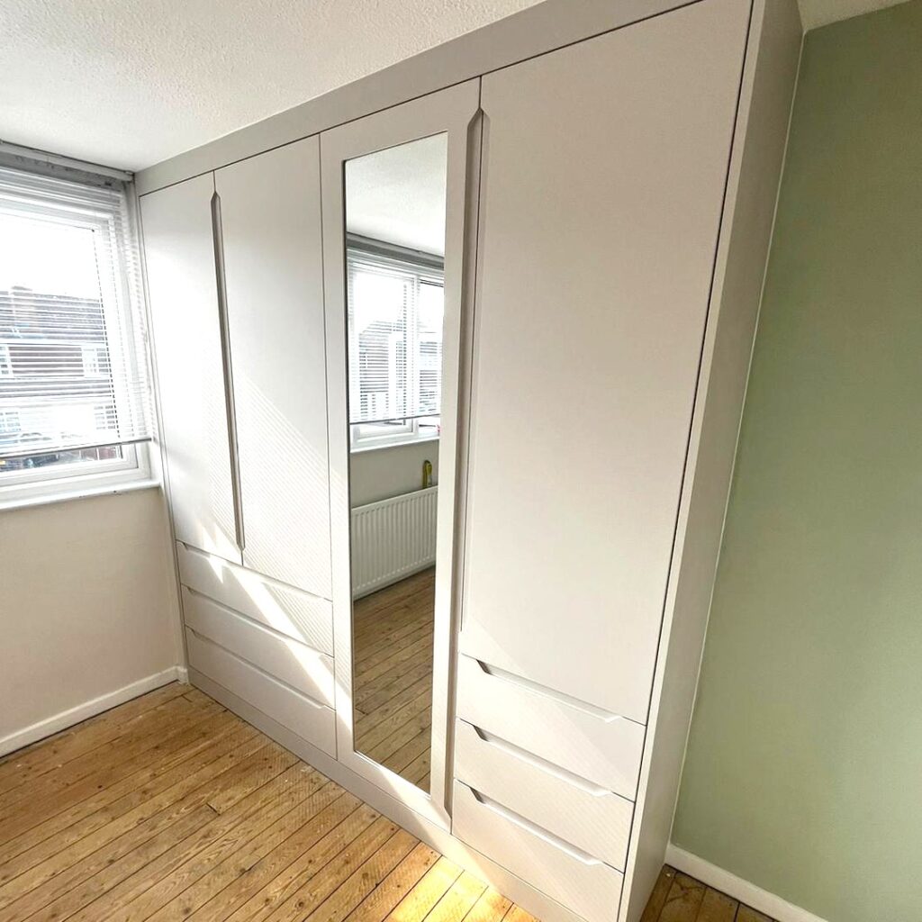 Light Grey Handless Fitted Wardrobes Designed for Surrey Home